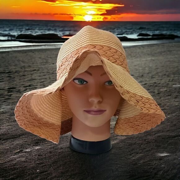 JHats Woven Raffia Floppy Hat Sun Wide Brim Bucket Beige Tan Beach Gardening - Picture 14 of 16